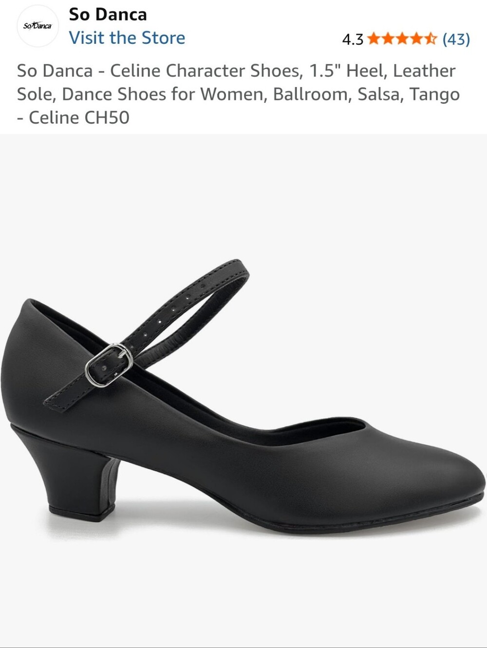 New Condition So Danca Celine Black Mary Jane Character Heels